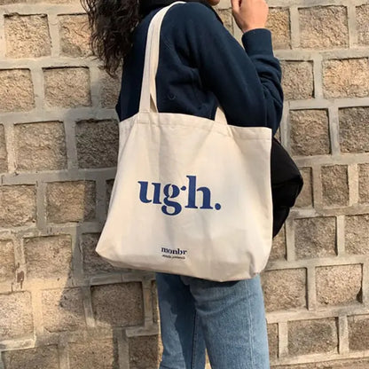 "ugh." Canvas Letter Fashion Shoulder Bag