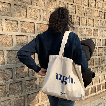 "ugh." Canvas Letter Fashion Shoulder Bag