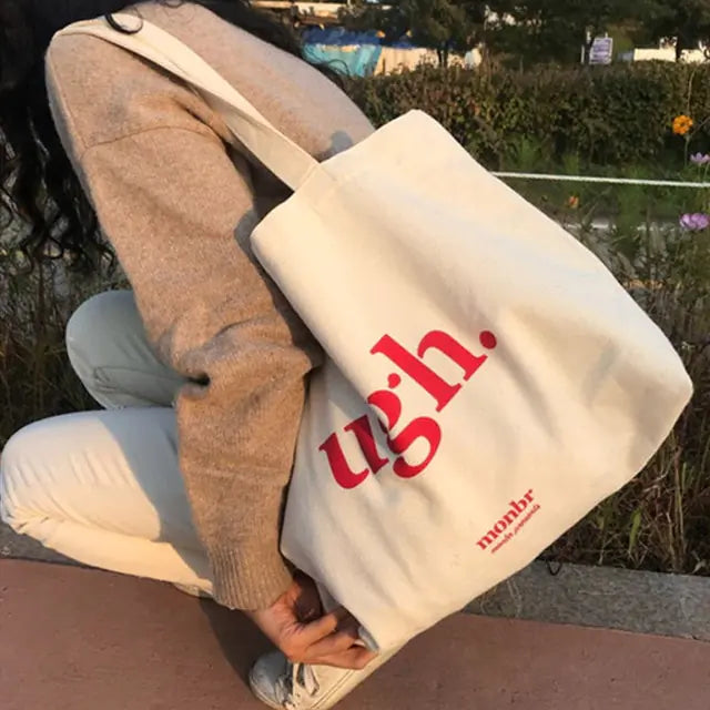 "ugh." Canvas Letter Fashion Shoulder Bag