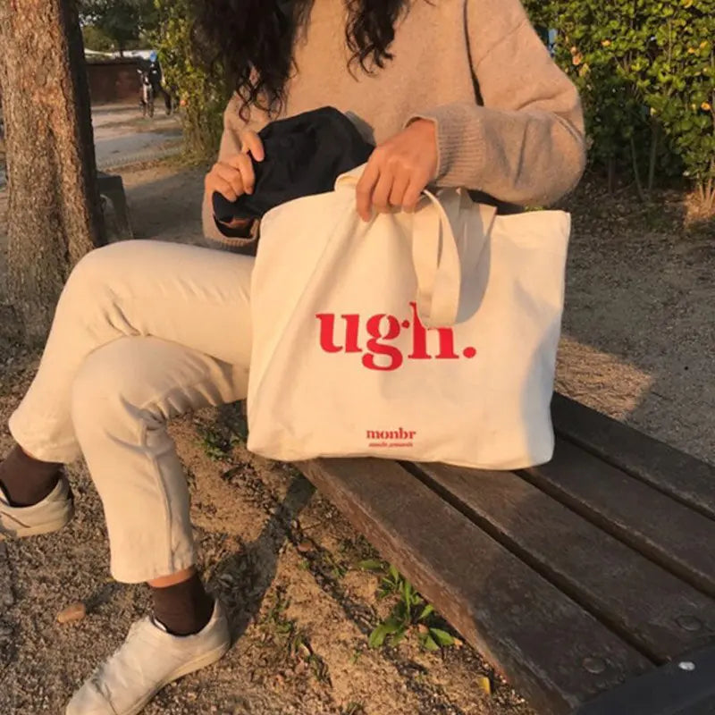 "ugh." Canvas Letter Fashion Shoulder Bag