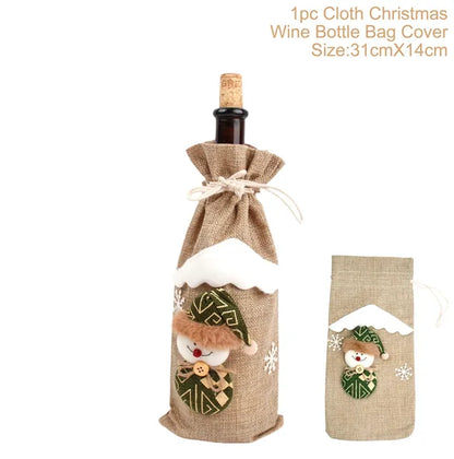 Festive Christmas Wine Bottle Covers Set